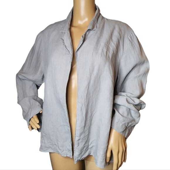 Bryn Walker linen open front grey cardigan - Picture 1 of 17